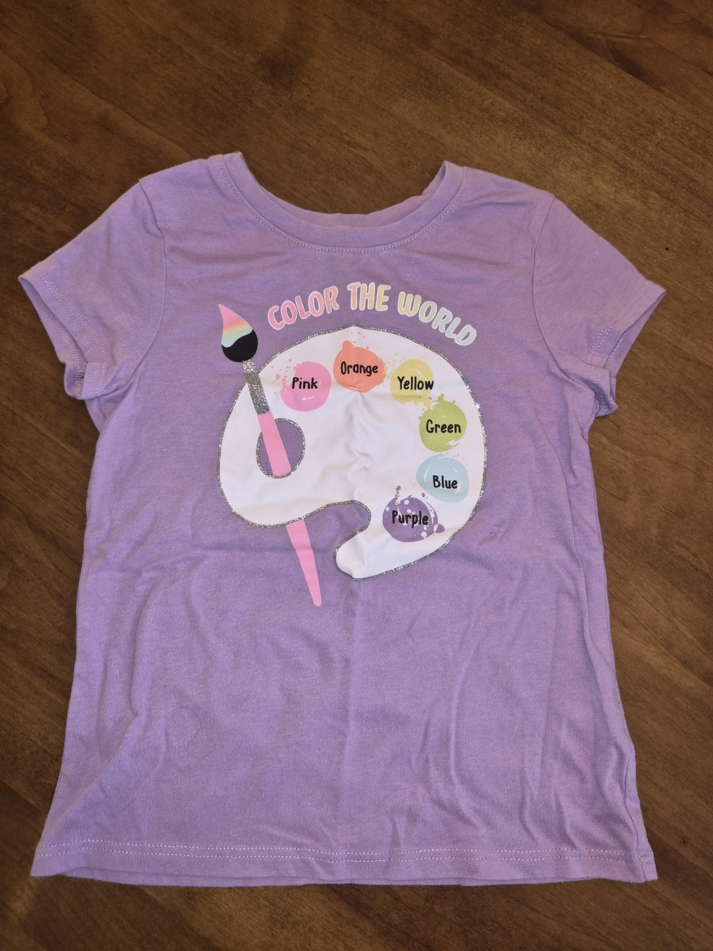 Purple Paint Palette 'Color The World' Tee Sz 5T
